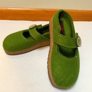 Haflinger Alice MaryJane Clog Green Wool Size 37 NWOT